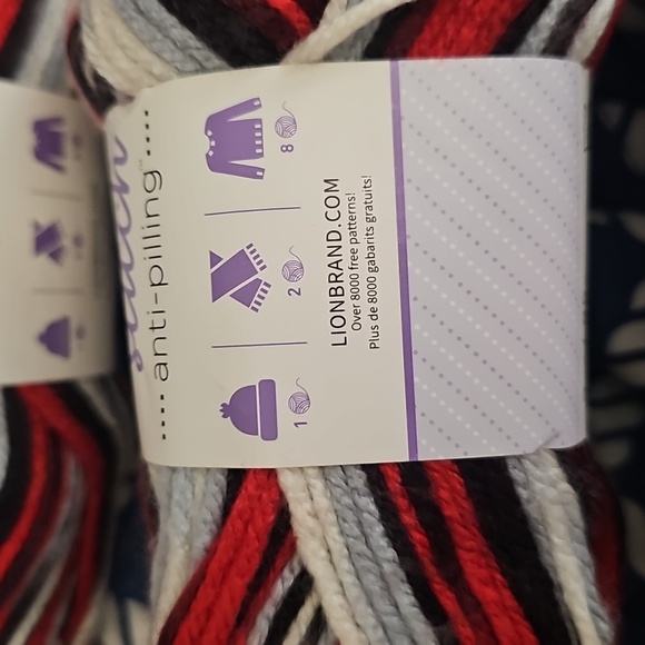 Lion Brand Basic Stitch Yarn - Red, Black, White - Picture 5 of 5